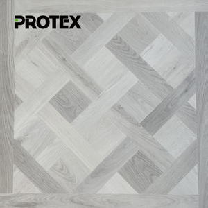 PTP-10 High-Grade 600x600 Light Dusty Grey SPC Parquet Floor with White Oak